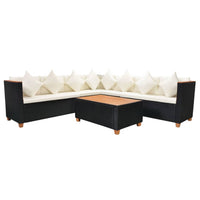 Thumbnail for 5-tlg. Garten-Lounge-Set mit Auflagen Poly Rattan Schwarz