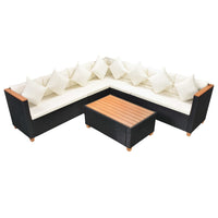 Thumbnail for 5-tlg. Garten-Lounge-Set mit Auflagen Poly Rattan Schwarz