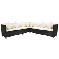 Thumbnail for 5-tlg. Garten-Lounge-Set mit Auflagen Poly Rattan Schwarz