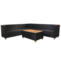Thumbnail for 5-tlg. Garten-Lounge-Set mit Auflagen Poly Rattan Schwarz