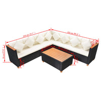 Thumbnail for 5-tlg. Garten-Lounge-Set mit Auflagen Poly Rattan Schwarz