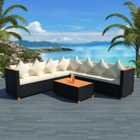 Thumbnail for 5-tlg. Garten-Lounge-Set mit Auflagen Poly Rattan Schwarz