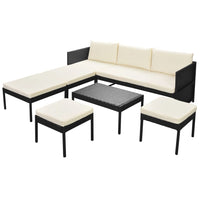 Thumbnail for 6-tlg. Garten-Lounge-Set mit Auflagen Poly Rattan Schwarz