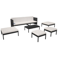 Thumbnail for 6-tlg. Garten-Lounge-Set mit Auflagen Poly Rattan Schwarz