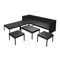 Thumbnail for 6-tlg. Garten-Lounge-Set mit Auflagen Poly Rattan Schwarz