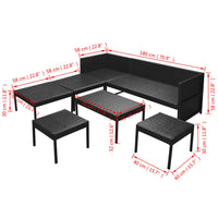 Thumbnail for 6-tlg. Garten-Lounge-Set mit Auflagen Poly Rattan Schwarz