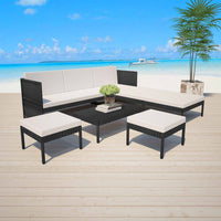 Thumbnail for 6-tlg. Garten-Lounge-Set mit Auflagen Poly Rattan Schwarz