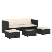 Thumbnail for 4-tlg. Garten-Lounge-Set mit Auflagen Poly Rattan Schwarz