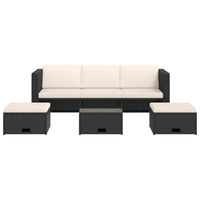 Thumbnail for 4-tlg. Garten-Lounge-Set mit Auflagen Poly Rattan Schwarz
