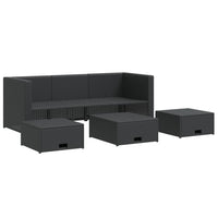 Thumbnail for 4-tlg. Garten-Lounge-Set mit Auflagen Poly Rattan Schwarz
