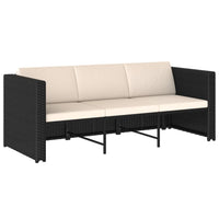 Thumbnail for 4-tlg. Garten-Lounge-Set mit Auflagen Poly Rattan Schwarz