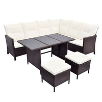 Thumbnail for 4-tlg. Garten-Lounge-Set mit Auflagen Poly Rattan Braun