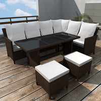 Thumbnail for 4-tlg. Garten-Lounge-Set mit Auflagen Poly Rattan Braun