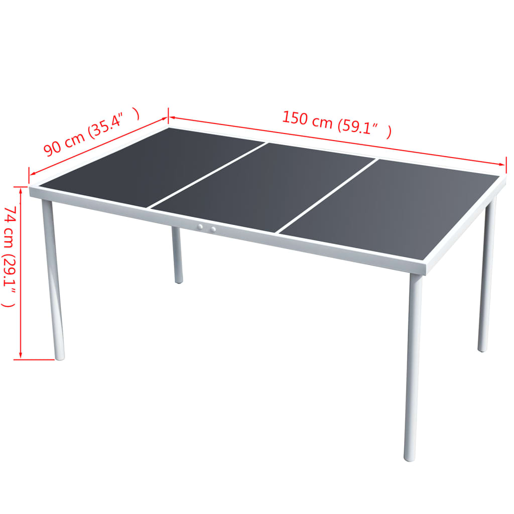 Garten-Esstisch 150 x 90 x 74 cm Schwarz