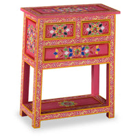 Thumbnail for Sideboard mit Schubladen Massivholz Mango Rosa Handbemalt