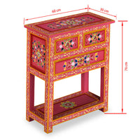 Thumbnail for Sideboard mit Schubladen Massivholz Mango Rosa Handbemalt