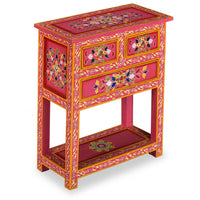 Thumbnail for Sideboard mit Schubladen Massivholz Mango Rosa Handbemalt