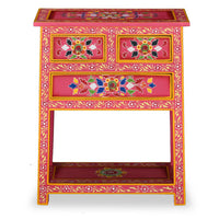 Thumbnail for Sideboard mit Schubladen Massivholz Mango Rosa Handbemalt