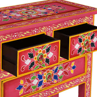 Thumbnail for Sideboard mit Schubladen Massivholz Mango Rosa Handbemalt