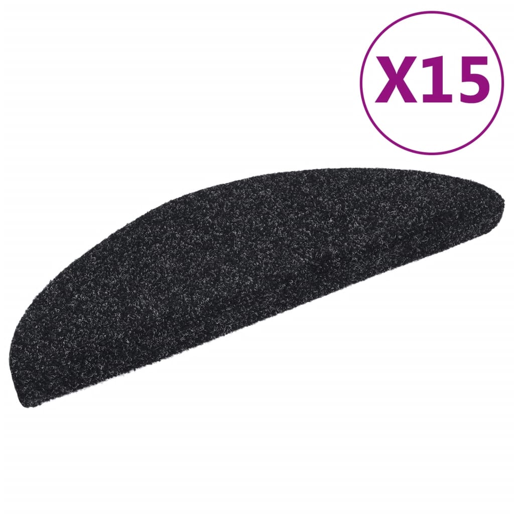 15 Stk. Selbstkl. Treppenmatten Nadelvlies 56x17x3cm Schwarz