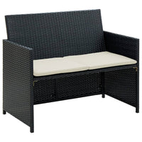 Thumbnail for 2-Sitzer-Gartensofa mit Polstern Schwarz Poly Rattan