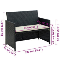 Thumbnail for 2-Sitzer-Gartensofa mit Polstern Schwarz Poly Rattan