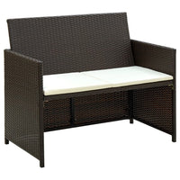 Thumbnail for 2-Sitzer-Gartensofa mit Polstern Braun Poly Rattan