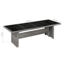 Thumbnail for Gartentisch 240x90x74 cm Poly Rattan und Glas