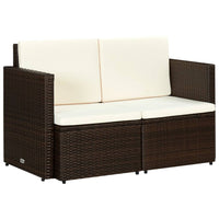 Thumbnail for 2-Sitzer-Gartensofa mit Auflagen Braun Poly Rattan