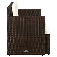 Thumbnail for 2-Sitzer-Gartensofa mit Auflagen Braun Poly Rattan
