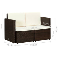 Thumbnail for 2-Sitzer-Gartensofa mit Auflagen Braun Poly Rattan