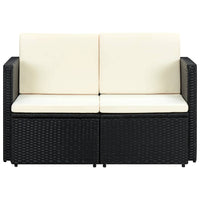 Thumbnail for 2-Sitzer-Gartensofa mit Auflagen Schwarz Poly Rattan
