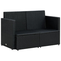 Thumbnail for 2-Sitzer-Gartensofa mit Auflagen Schwarz Poly Rattan
