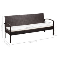 Thumbnail for 3-Sitzer-Gartensofa mit Auflagen Braun Poly Rattan