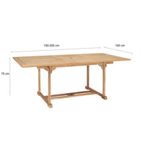 Thumbnail for Garten-Ausziehtisch 150-200x100x75 cm Massivholz Teak