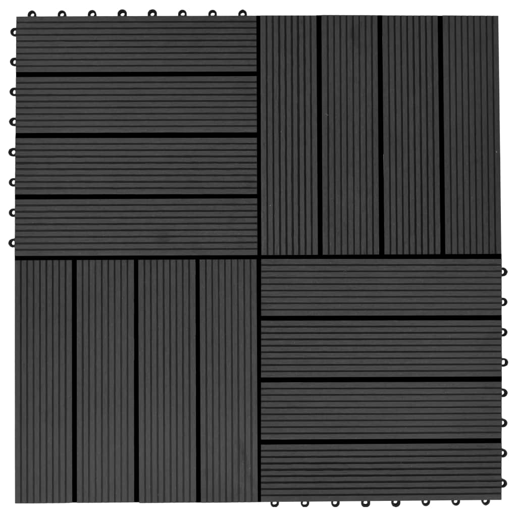 Terrassenfliesen 11 Stück WPC 30 x 30 cm 1 qm Schwarz