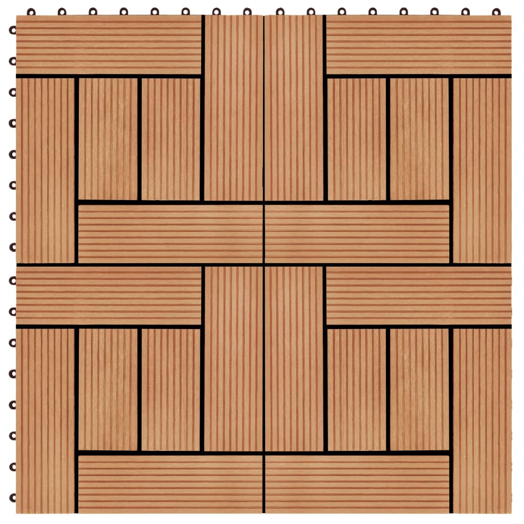 Terrassenfliesen 11 Stück WPC 30 x 30 cm 1 qm Teakholzfarbe