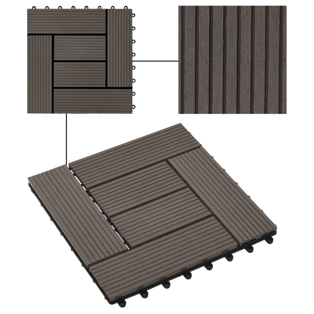 Terrassenfliesen 11 Stück WPC 30 x 30 cm 1 qm Dunkelbraun