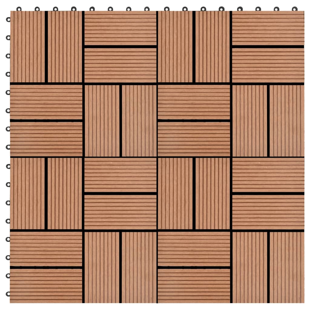 Terrassenfliesen 11 Stück WPC 30 x 30 cm 1 qm Braun