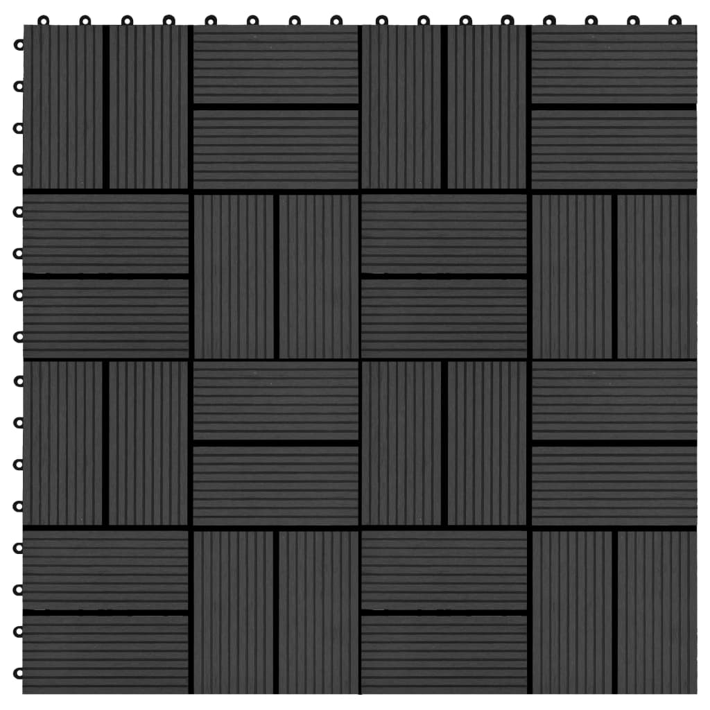 Terrassenfliesen 11 Stück WPC 30 x 30 cm 1 qm Schwarz