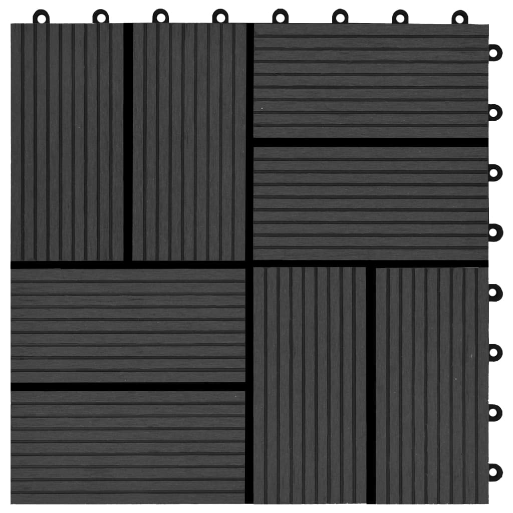 Terrassenfliesen 11 Stück WPC 30 x 30 cm 1 qm Schwarz