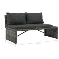 Thumbnail for 3-tlg. Garten-Lounge-Set mit Polstern Poly Rattan Grau