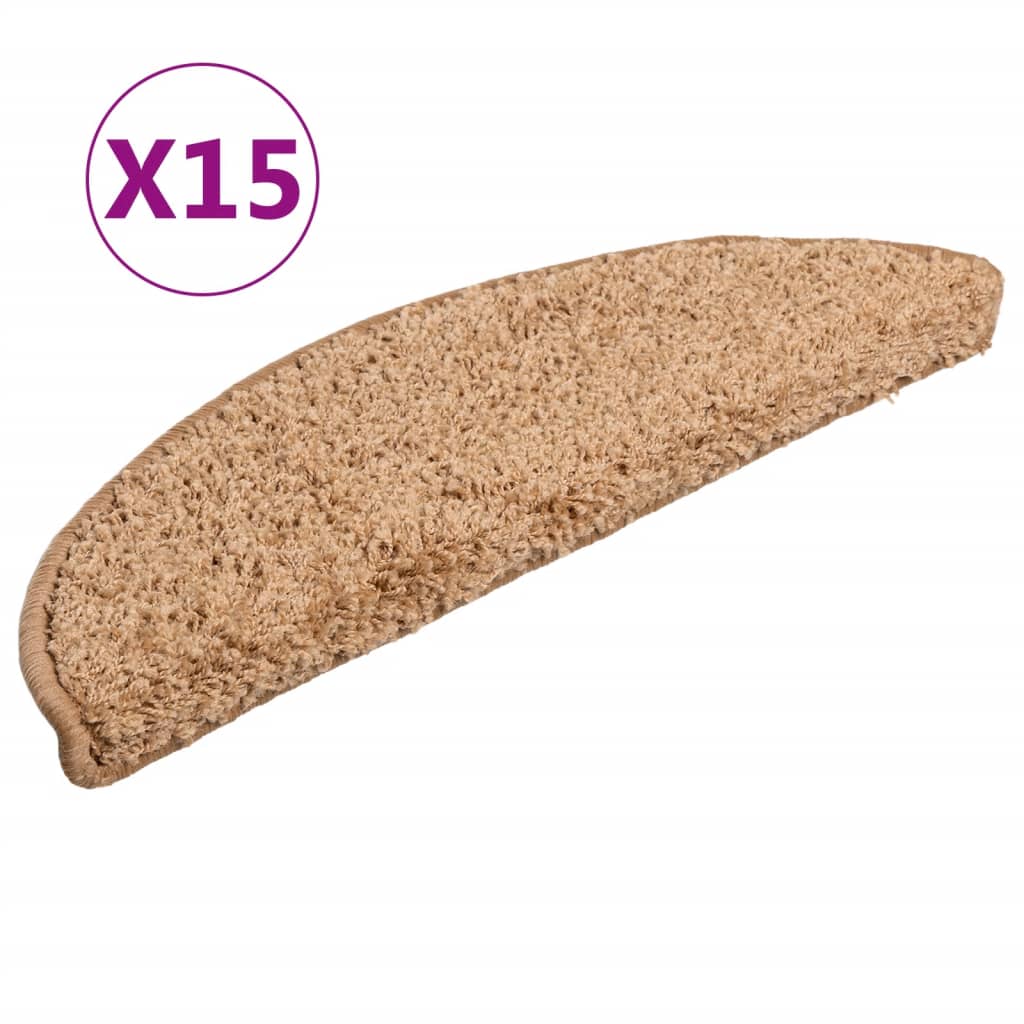 Treppenmatten 15 Stk. Beige 56x17x3 cm