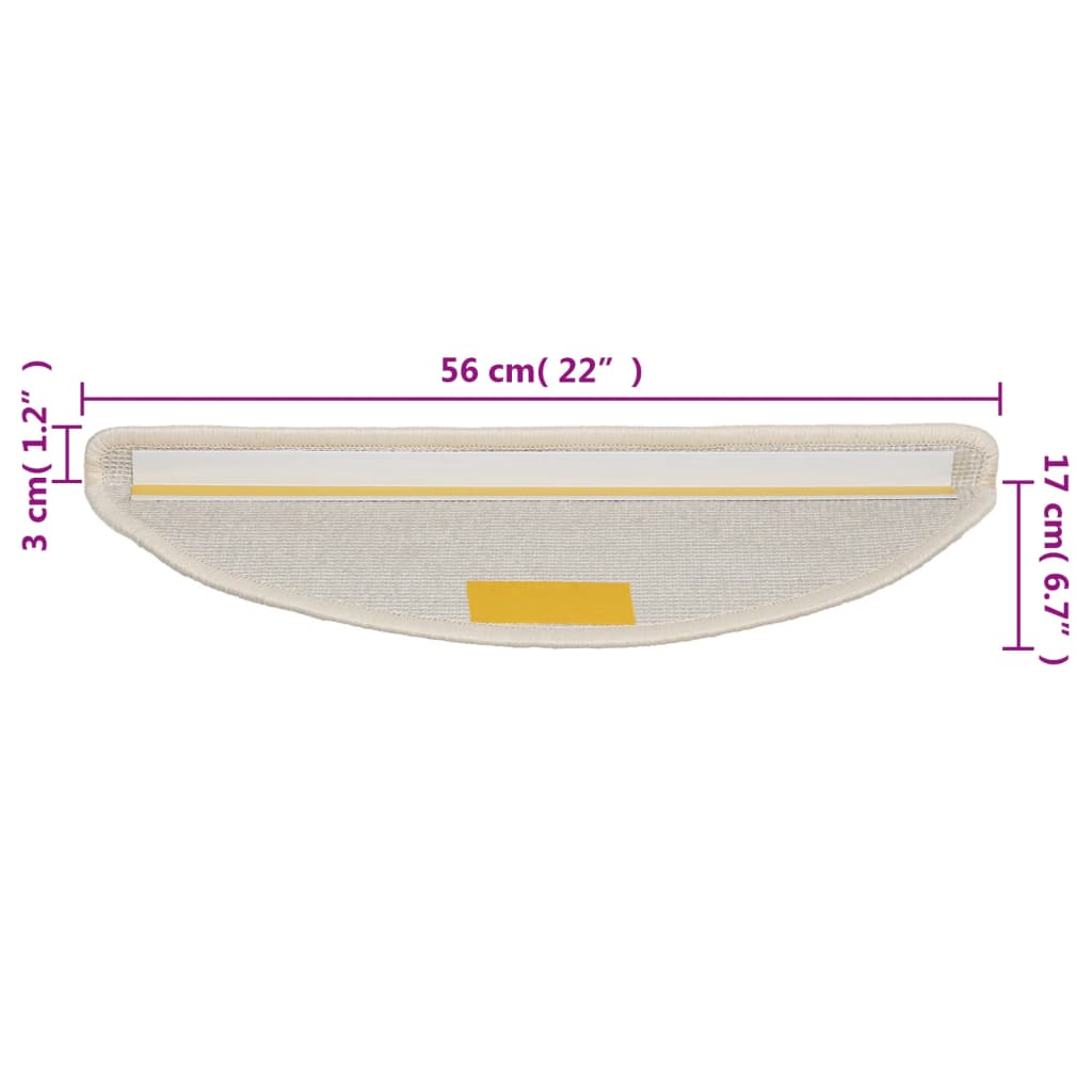 Treppenmatten 15 Stk. Weiß 56x17x3 cm