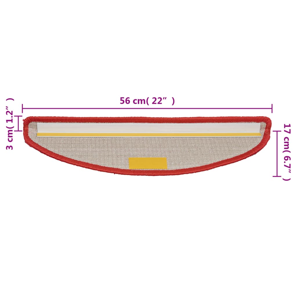 Treppenmatten 15 Stk. Rot 56x17x3 cm