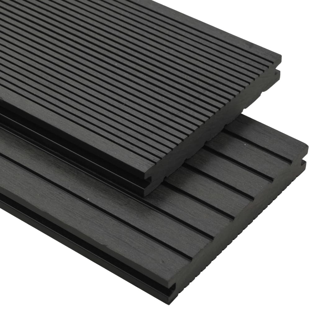 WPC Massive Terrassendielen mit Zubehör 10 m² 4 m Schwarz