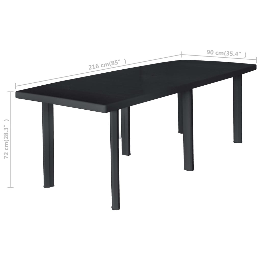 Gartentisch Anthrazit 216x90x72 cm Kunststoff