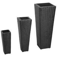 Thumbnail for Garten-Hochbeet 3-tlg. Poly Rattan Schwarz