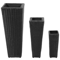 Thumbnail for Garten-Hochbeet 3-tlg. Poly Rattan Schwarz