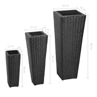 Thumbnail for Garten-Hochbeet 3-tlg. Poly Rattan Schwarz